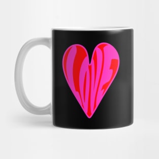 Hippie Style Love Heart, Pink and Red Mug